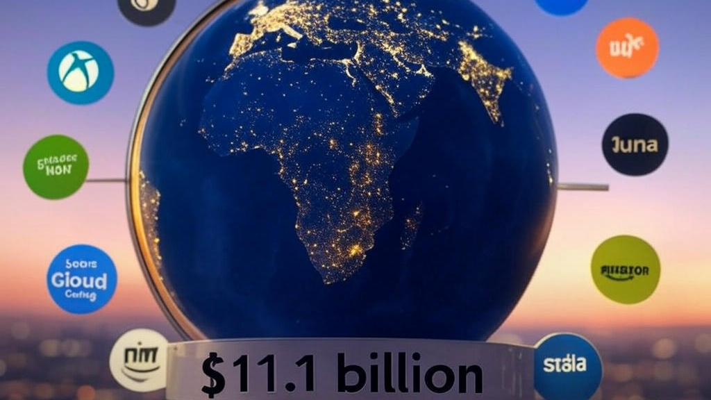 Icons of leading cloud gaming 2025 platforms orbiting a globe with market value displayed.