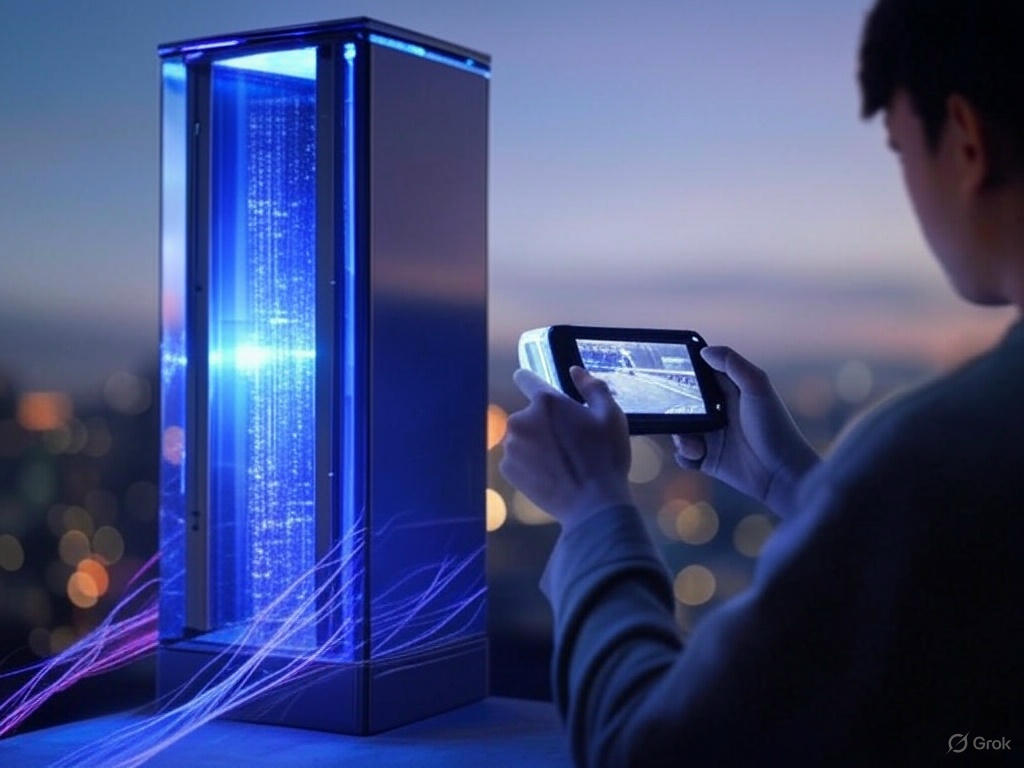 5G tower powering cloud gaming 2025 with AI and edge computing visuals.